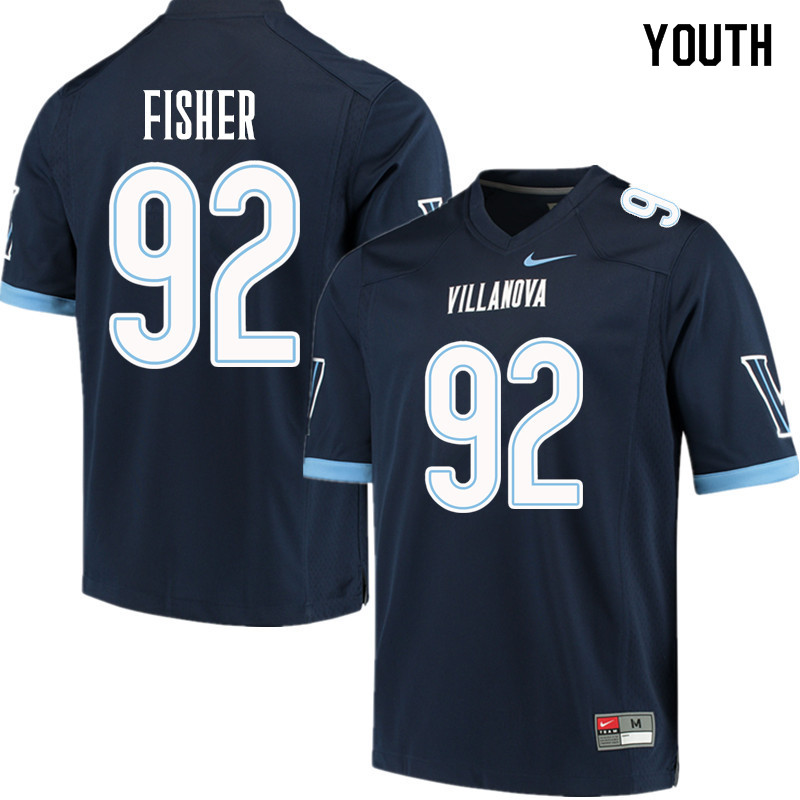 Youth #92 Malik Fisher Villanova Wildcats College Football Jerseys Sale-Navy